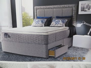 A Sealy KING SIZE BED BASE and HEADBOARD
